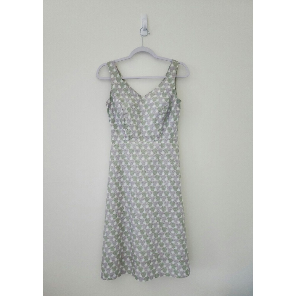 Boden Womens Cotton V-Neck Sleeveless A-Line Dress Purple Green Vacation Size 2 - Picture 2 of 8